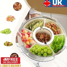 6 Section Nibble Tray With Clear Lid Party Food Snack Serving Platter Tray 28cm