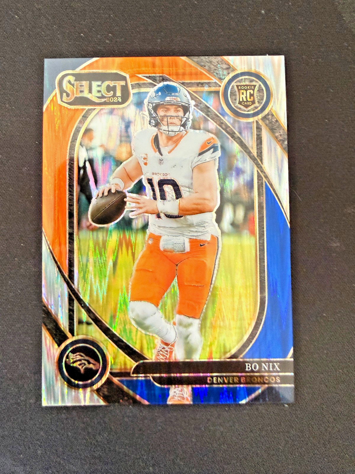 2024 Panini Select - Bo Nix #221 Blue And Orange Shock  #21/35 (RC) Color Match