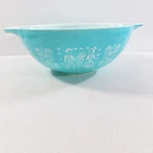 Vintage Pyrex 4Qt Mixing Bowl #444 Turquoise Blue Cinderella Amish Butterprint