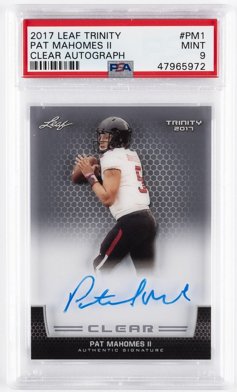 2017 LEAF TRINITY CLEAR AUTO #PM1 PAT MAHOMES II ROOKIE RC PSA 9  