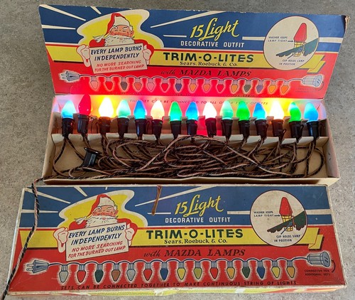 Vintage Christmas Lights Set - Rare Trim-O-Lites Mazda