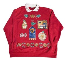 90s country Red white cottagecore apples garden sunflower lightweight sweatshirt