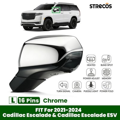 Side Mirror For 2021-2024 Cadillac Escalade W/Heated & Puddle Light 16 Pins Left