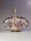 Fenton Art Glass Large Ribbon Candy Edge Basket ~ Signed by Bill & George Fenton