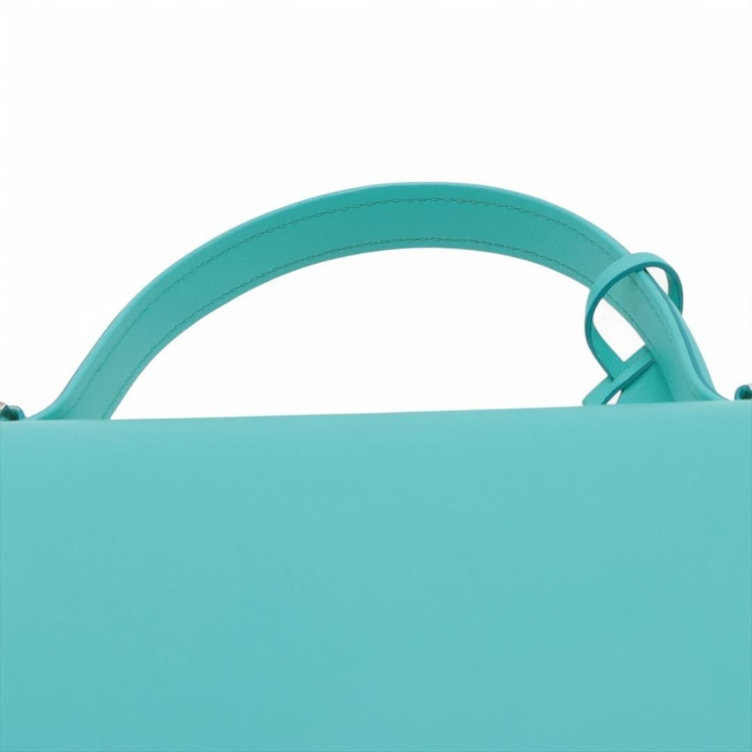 Authentic  Delvaux Tempete MM Leather Handbag Turquoise blue image 6