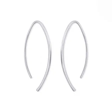 Boma Jewelry Sterling Silver Elliptical Threader Pull Through Hoop Earrings