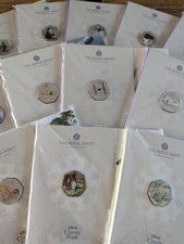 Royal Mint Selection of UK 50p Fifty Pence Colour Bunc Unc Coin Pack