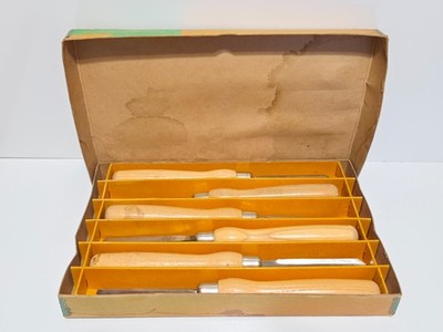 Vintage Set Of 6 Greenlee Wood Turning Tools Chisels No. 470-6 Original Box USA
