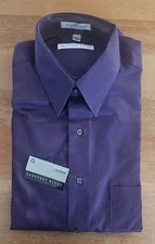 Geoffrey Beene Sateen Dress Shirt Purple Mens Sz 15 1/2 - 32/33 Wrinkle Free