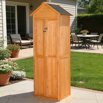 Outdoor Storage Shed Wood Tool Shed Garden Storage Cabinet with Lockable Doors