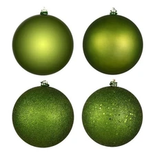 Vickerman 4" 4-Finish Ball Ornament Assortment in Juniper Green (Set of 12)