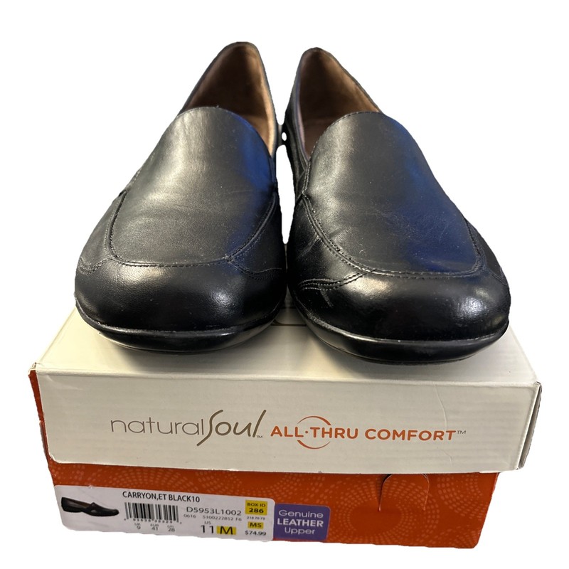 Natural Soul CARRYON Black Leather Loafers Women US 11 M UK 6.5 EU 38.5