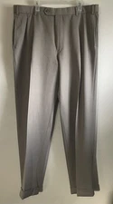 Brooks Brothers Dress Pants Mens W36XL28 Wool Brown Pleated Straight Leg Cuffed