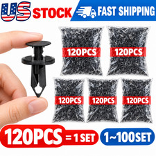 120 X 8mm Bumper Clips Retainer Auto Car Plastic Rivets Fastener Fender Push Lot