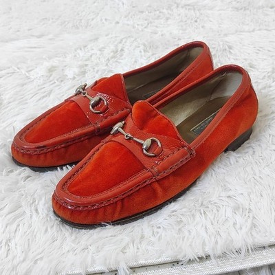 Gucci Horsebit Jordaan1953 Loafer Orange Velvet Women's Shoes Size : EU36 US6