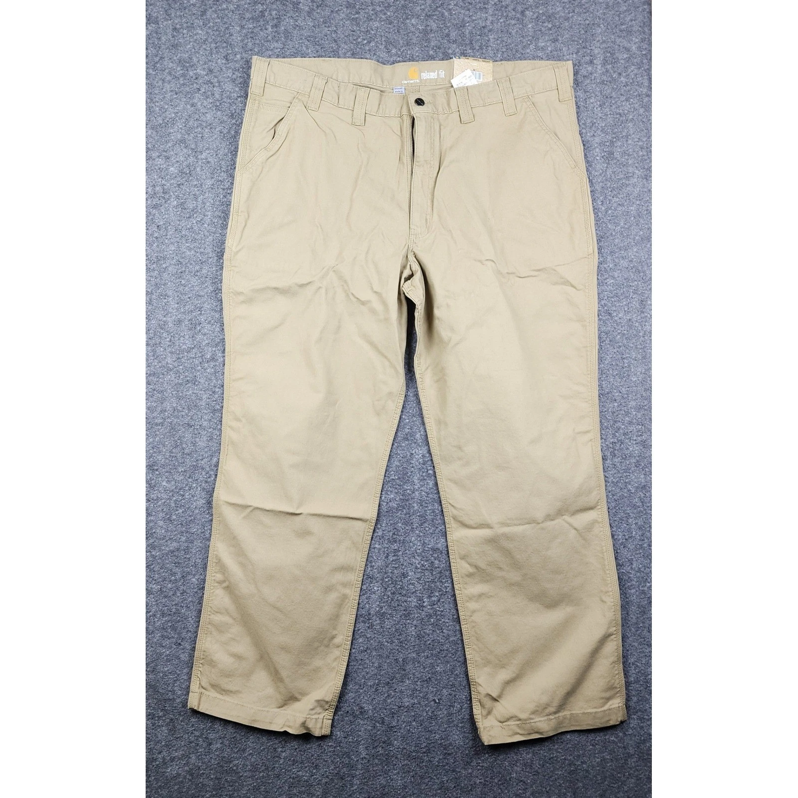 Carhartt Rugged Flex Rigby Dungaree Men 44x32 Tan Relaxed Fit Pants 102291-253