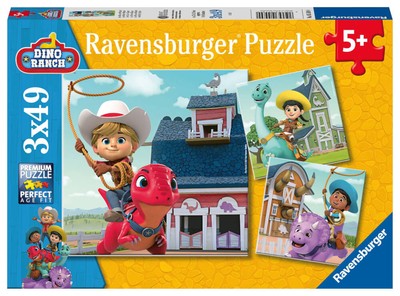 Ravensburger Kinderpuzzle 05589 - Jon, Min und Miguel - 3x49 Teile Dino Ranch Pu