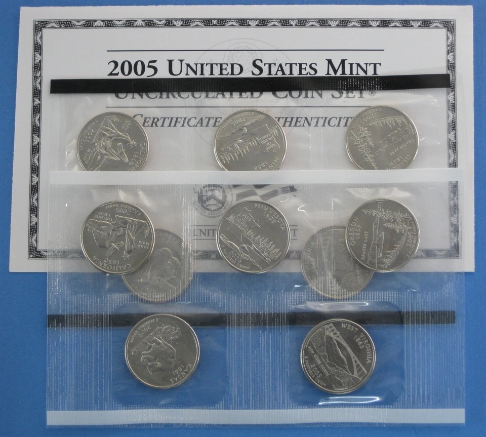 2005 thru 2010 Satin Finish State Quarter Uncirculated 62 coin Set - Image 2 of 4