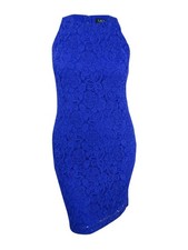 Lauren Ralph Lauren Women's Floral-Lace Racerback Sheath Dress (14, Costa Blue)