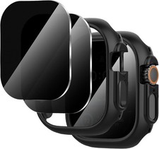 2 2-Pack for Apple Watch Ultra 3/2/1 49Mm Case  Privacy Tempered Glass Screen P