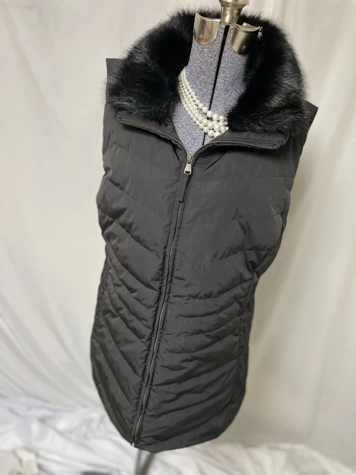 Chaleco Talbots Talla 2X Plumón Negro Imitación Piel Extraíble Bolsillos con Cremallera Preppy Fácil Cuidado Foto 3 de 4