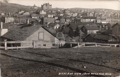 Bird's-Eye View Iron Mountain MI Michigan 1911 RPPC Photo Postcard COPY