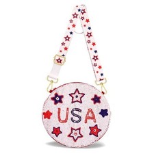4th of July Purse for Women Sequin Beaded USA Star Purse American Flag Style F