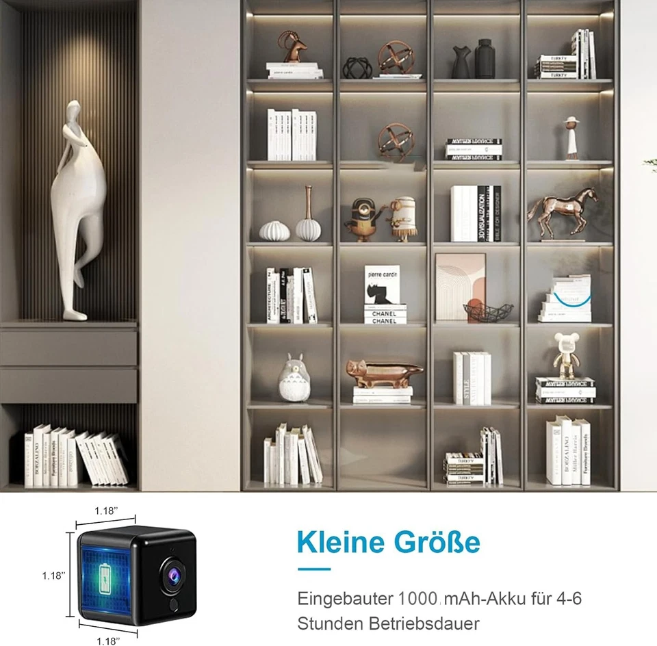 Mini Kamera Wireless WLAN WiFi Camera Überwachungkamera Spycam1080P HD 1000 mAh - Bild 4 von 4