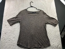 Apt. 9 Women's Brown Large Ribbed Knit Top Rayon Polyester Spandex