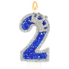 Blue Birthday Candle Crown Number 2 with Sequins Cake 2,