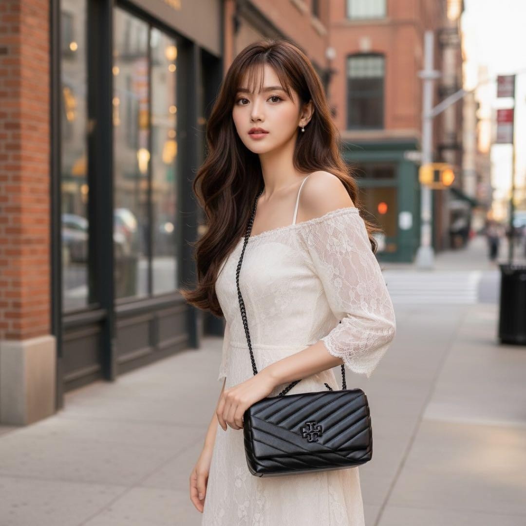 Tory Burch Kira Chevron Small Convertible Shoulder Bag Women's Used Authentic thumbnail 2