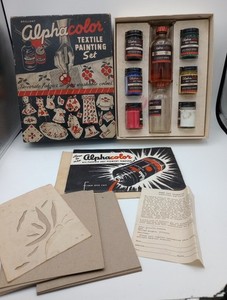 Vintage 40s Weber Costello Alphacolor Dry Tempera Textile Painting Set Rare