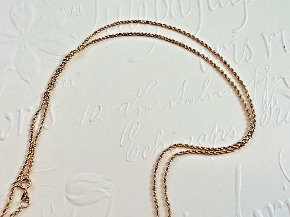 "Collar colgante de ópalo de oro amarillo macizo de 14 quilates cadena de cuerda de 18"" 4,94 g" Foto 4 de 4