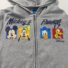 Disney Kids Mickey  Friends Gray Full Zip Hoodie XL 14-16 Goofy, Donald, Pluto
