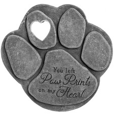 Pet Memorial Garden Stone - 'You Left Paw Prints On My Heart' - Dog or Cat Be...