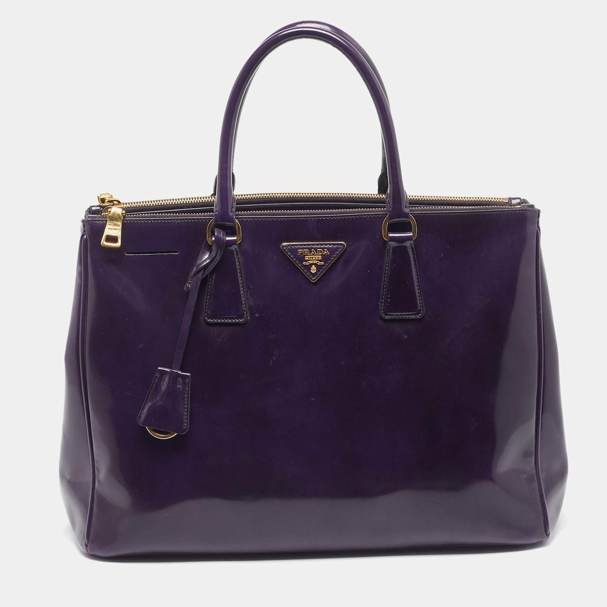 Prada Galleria Double Zip Medium Purple Spazzolato Leather Tote | eBay