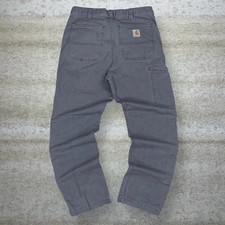 Vintage 90s Carhartt Carpenter Pants 32x30 Relaxed Fit Grey Dungarees Painters