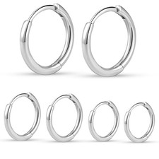 Small Hoop Earrings for Women Tiny Cartilage A3: 6 8 10mm White Gold 3 Pairs 