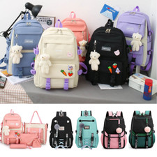 Oxford Women Girls School Backpack Travel Laptop Book Bag w/ USB Charging Port