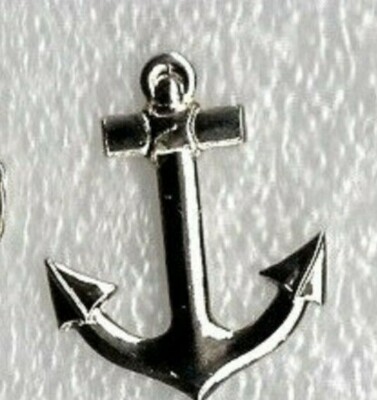 10 Anker Pin Anstecker. 3D Silber Version. Metall. Matrosen Segelboot Schiff Abzeichen