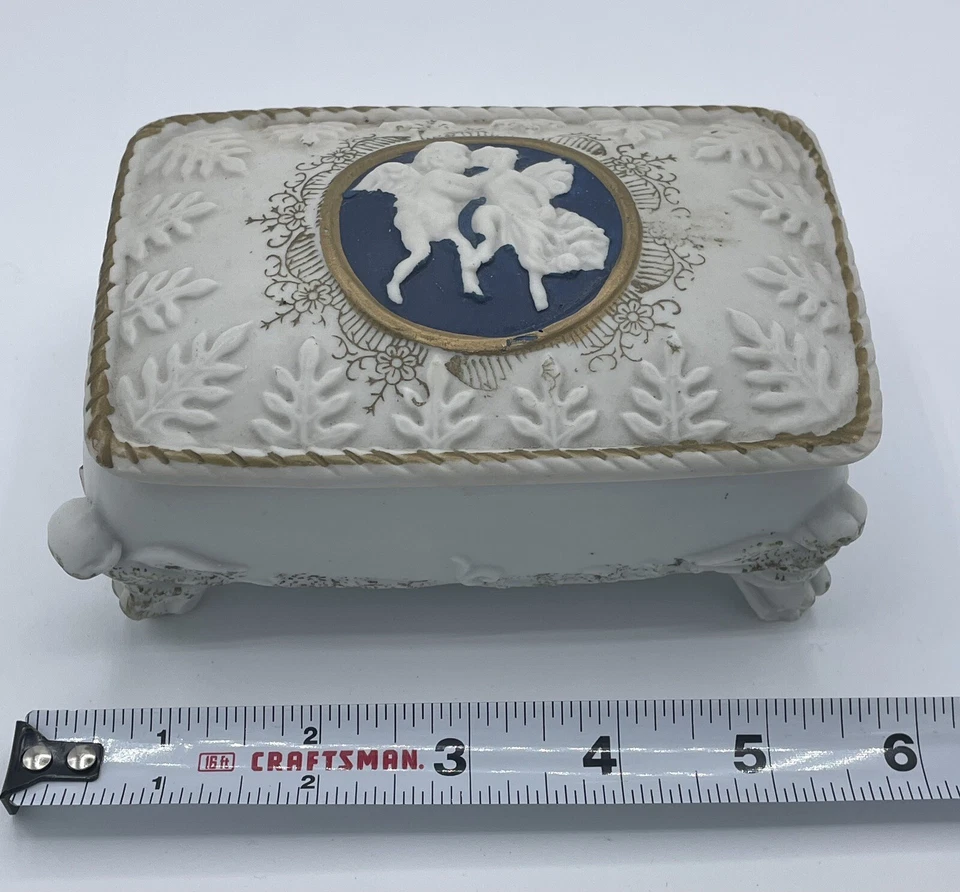 Caja de baratijas de cerámica de querubín ángel Foto 4 de 4