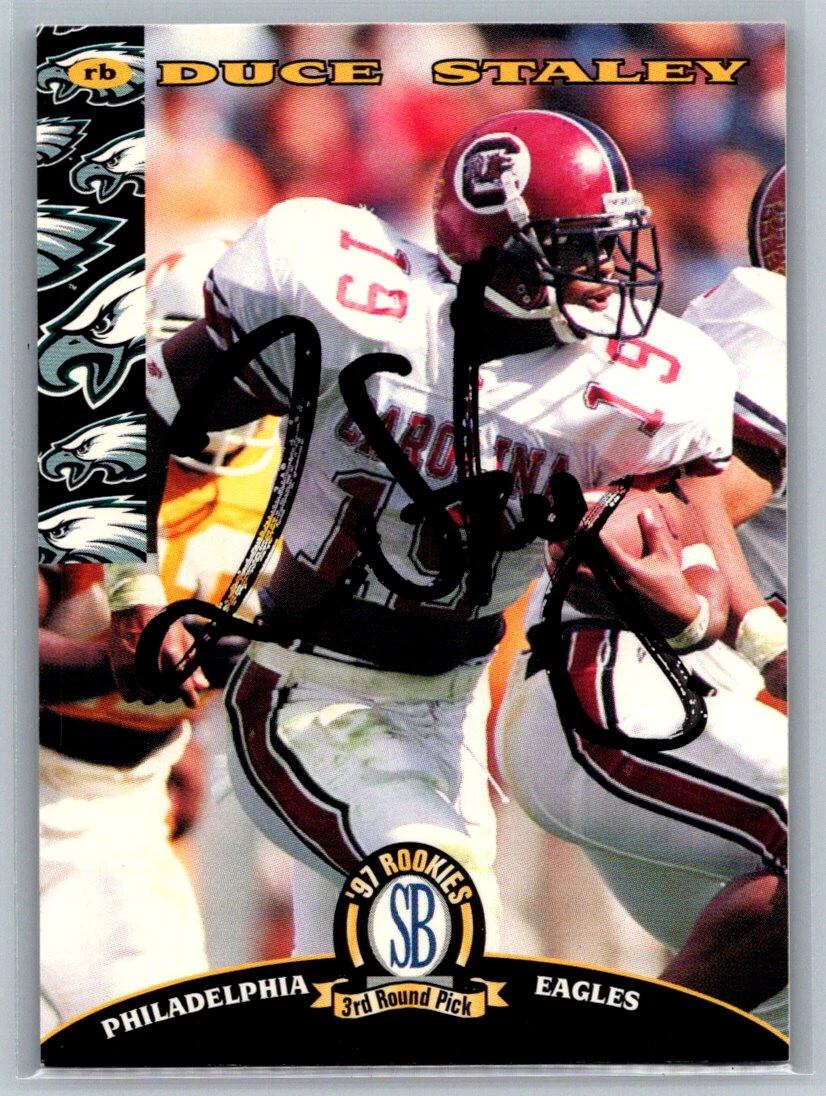 1997 Score Board Rookies Duce Staley Philadelphia Eagles Signed Card #69 TC3674