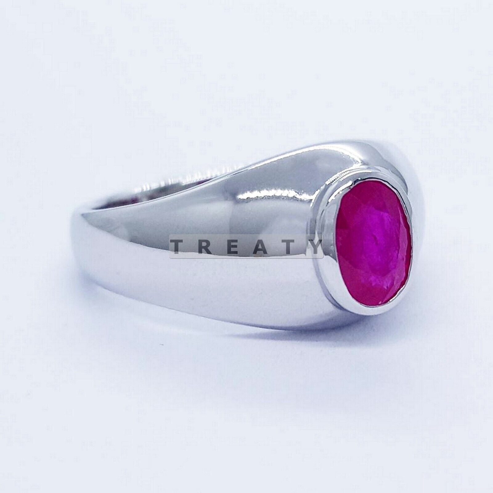 Ruby Oval Cut Gemstone With 925 Sterling Silver Ring For Men's #382 *