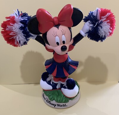 WALT DISNEY WORLD MINNIE MOUSE CHEERLEADER BOBBLE HEAD FIGURINE GIRLS ...