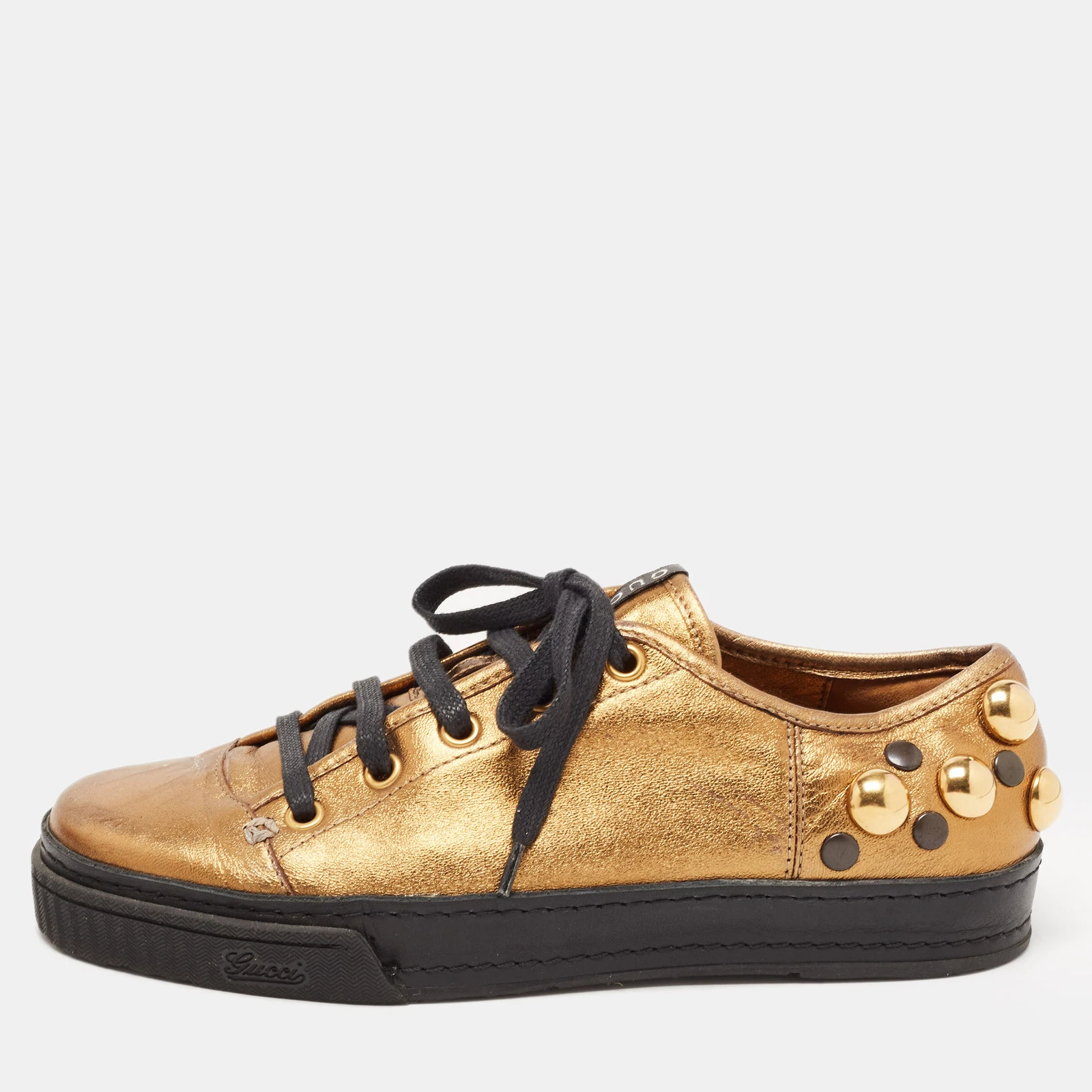 Baskets cloutées Prague Gucci cuir métallique Babouska taille 36