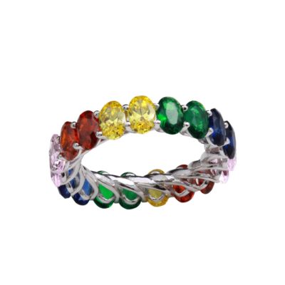 ETERNITY RING MIT MEHRFARBIGEN EDELSTEINEN / 925 STERLING SILBER / GR. 5-9 