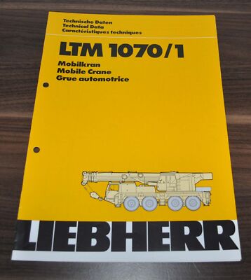 1994 Liebherr LTM 1070/1 Mobile Crane Specification Technical Brochure Prospekt