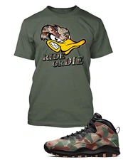 Ride or Die Graphic Sneaker Tee Shirt Match J10 Duck Camo Pro Club Shaka T
