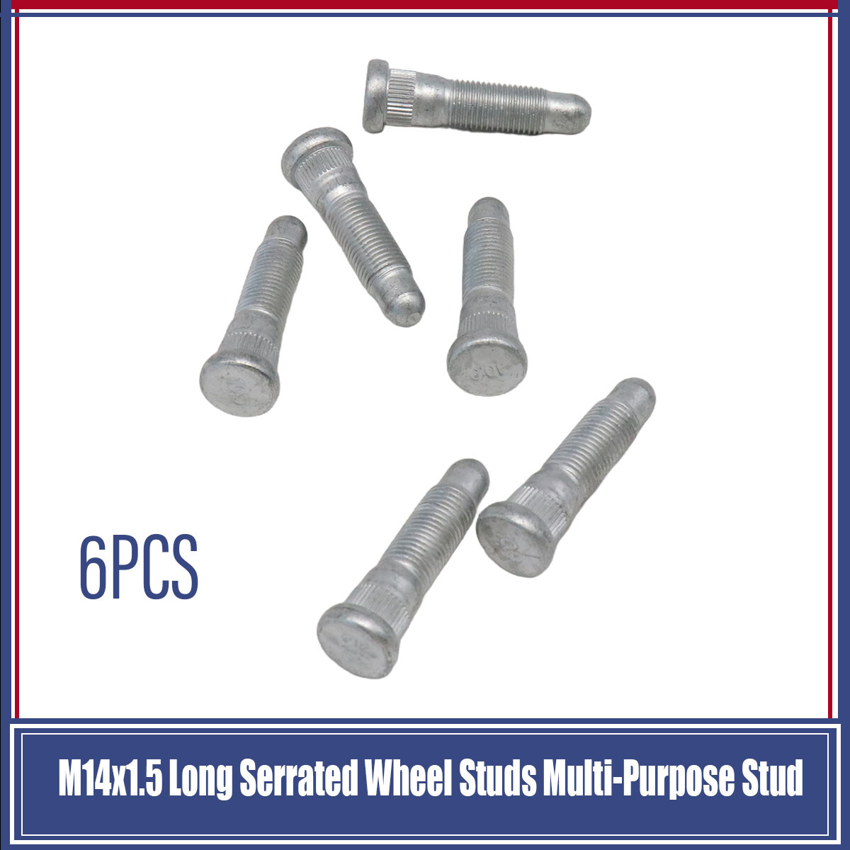 Pack of 6 M14x1.5 Long Serrated Wheel Studs Multi-Purpose Stud For Chevrolet