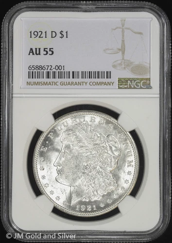 1921-D $1 Morgan Silver Dollar NGC AU 55